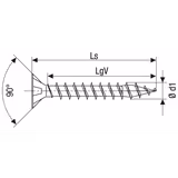 5 x 60mm Countersunk 304 Stainless. Full thread. Qty 100.